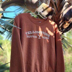 Official Yellowstone TV Show Dutton Ranch "Y" Logo Crewneck Sweatshirt L-ORANGE
